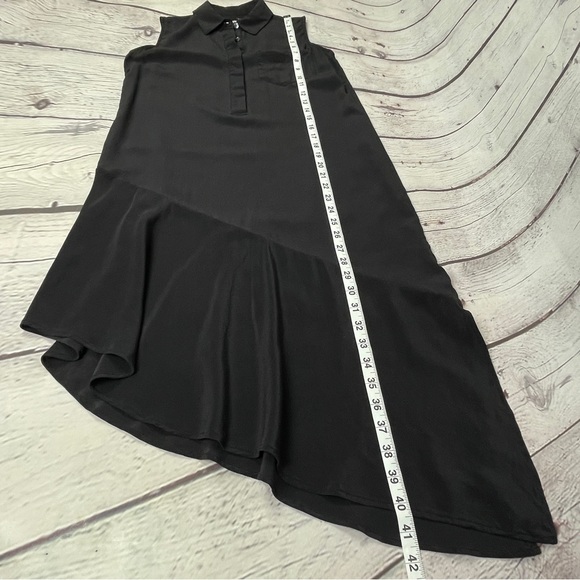 EQUIPMENT Femme Tira silk black asymmetrical hem sleeveless shirt dress, size XS - Picture 13 of 16